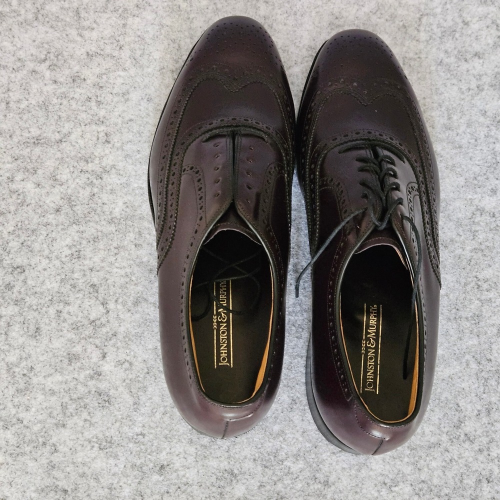 Johnston & Murphy Aristocraft Burgundy Leather Wingtip Oxford Shoes Mens 10 - Picture 6 of 8